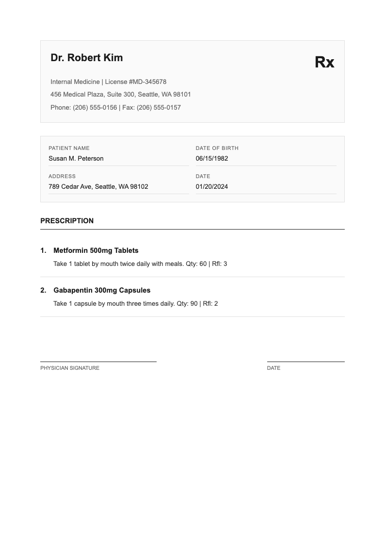 Clinical white prescription form